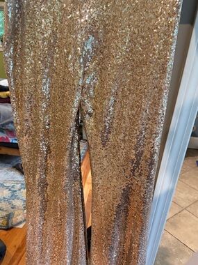 Gold Sequin bell bottom
style Pants